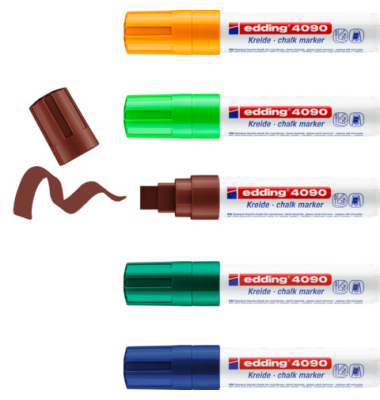 Windowmarker Kreidemarker, 4090-099, Etui, 5-farbig sortiert, 4-15mm, Keilspitze