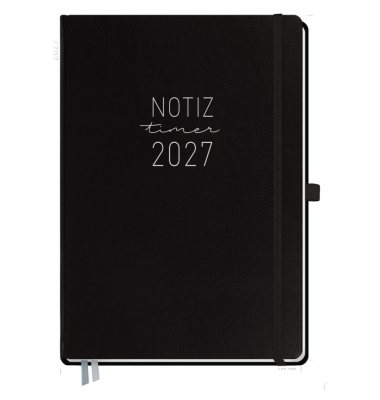 Notiz-Timer Maxi 2027, A4, 90gm&sup2;, 80 Blatt, Kunstleder, 1W1S H&Auml;FFT 11282-3
