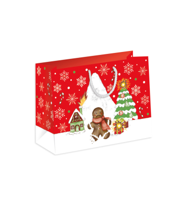 Weihnachtlicher Geschenktragetasche Kind rotbunt
