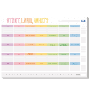 Spielblock Stadt Land What bunt