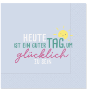 Motivserviette Happy Greetings blau