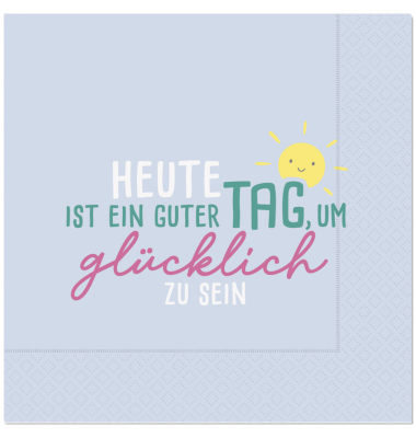 Motivserviette Happy Greetings blau