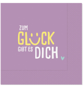 Motivserviette Happy Greetings violett