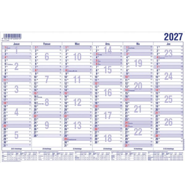 Tafelkalender 22000, 6 Monate / 1 Seite, 21cmx14,8cm (BxH) (A5), 2027