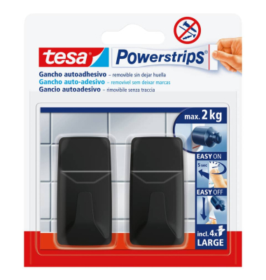 Klebehaken Powerstrips&reg; Large, 58279-00000-20, bis 2kg, schwarz