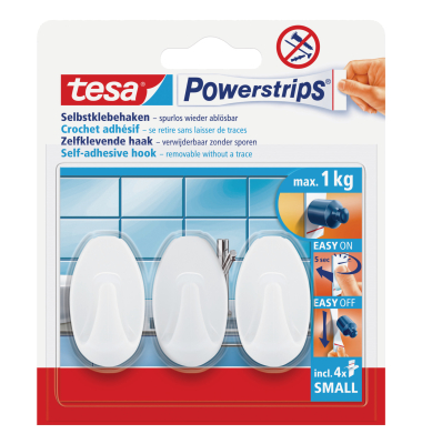 Klebehaken Small Oval, 57533-00016-01, bis 1kg, wei&szlig;