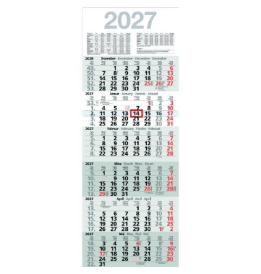Sechsmonatskalender M6MF, 6 Monate / 1 Seite, 30x81cm, 2027