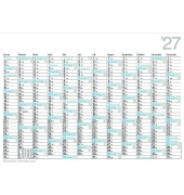 Plakatkalender M12, Sigma, 12 Monate / 1 Seite, jeder Monat eine Spalte, 67x47cm, 12 Monate auf einer Seite, Wochennummerierung,