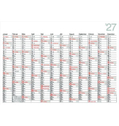 Plakatkalender K12, DELTA, 12 Monate / 1 Seite, jeder Monat eine Spalte, 98x68,5cm, 12 Monate/1 Seite, Wochennummerierung, Schul