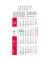 Viermonatskalender M4R1_ROT, 4 Monate / 1 Seite, 30x59cm, 1 durchg&auml;ngiger Kalenderblock mit 12 Monatsbl&auml;ttern, Abrei&szlig;perforation