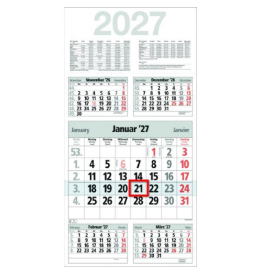 F&uuml;nfmonatskalender M5TF, Take Five, 5 Monate / 1 Seite, 30x59cm, 2027