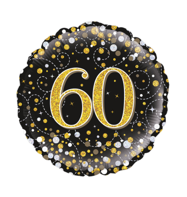 Folienballon Zahl 60 schwarz & gold 46cm