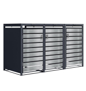 M&uuml;lltonnenbox GB1168AAK mit Schl&uuml;sselschloss, 3er Box, silber