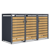 M&uuml;lltonnenbox GB1168AAK mit Schl&uuml;sselschloss, 3er Box, eiche