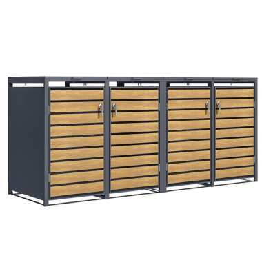 M&uuml;lltonnenbox GB1168AAK mit Schl&uuml;sselschloss, 4er Box, eiche