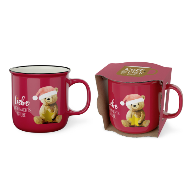 LA VIDA Weihnachtlicher Kaffeebecher Bär Happy Christmas 4027268364961 LA VIDA