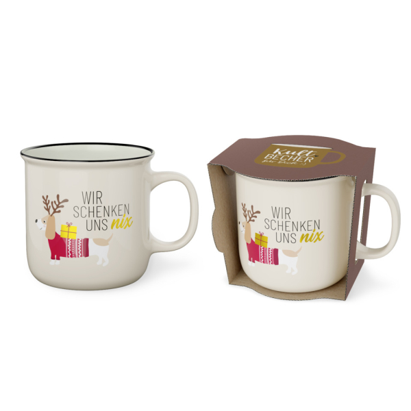 LA VIDA Weihnachtlicher Kaffeebecher Dackel Happy Christm. 4027268364978 LA VIDA