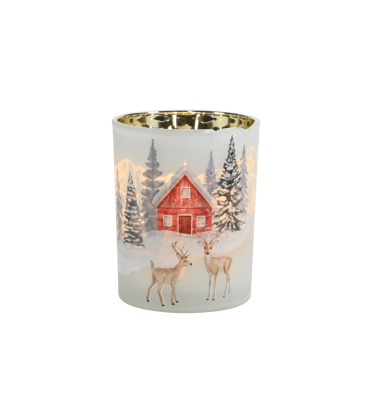 Weihnachtlicher  Windlicht Haus D10xH12,5cm