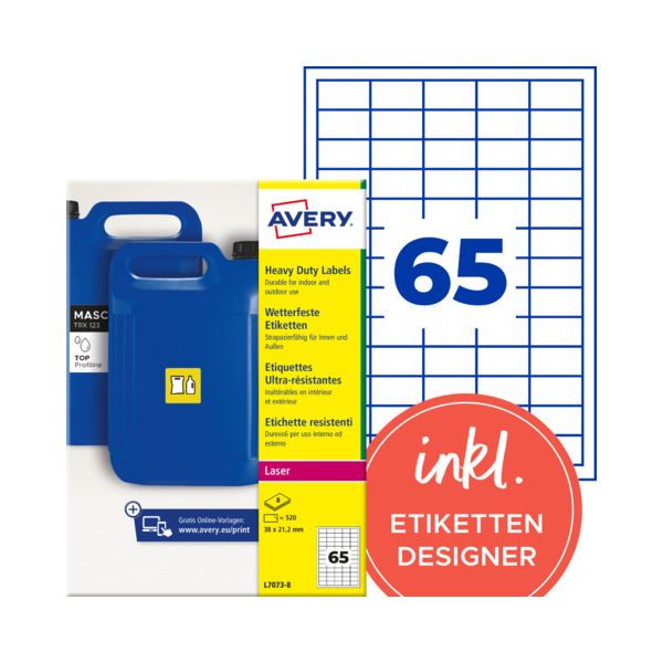 AVERY Zweckform Folienetiketten 35,6x16,9 PPWR weiß 4004182041260 AVERY Zweckform