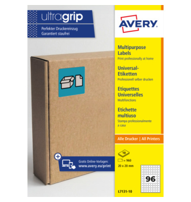 Universaletiketten 20x20 PPWR wei&szlig;