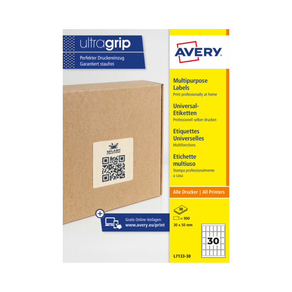 AVERY Zweckform Etiketten ultragrip L7133-30, weiß, 30x50mm (BxH) 4004182041116 AVERY Zweckform