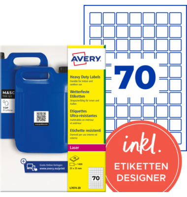 Universaletiketten 25x25mm QR-Code wei&szlig;