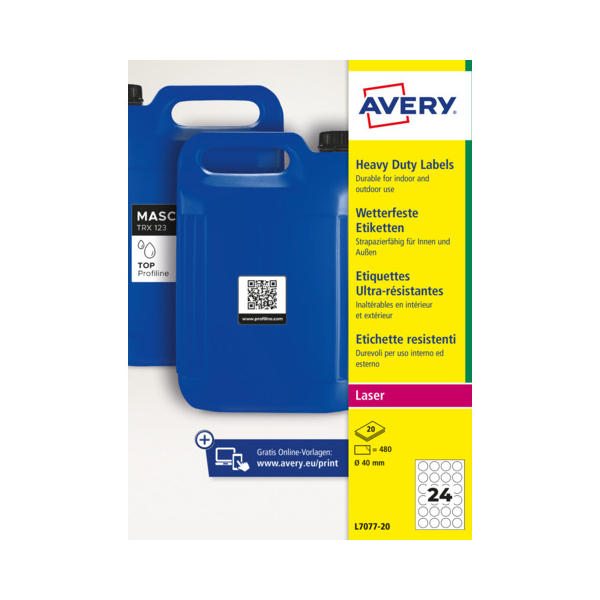 AVERY Zweckform Folienetiketten Ø40mm QR-Code weiß 4004182041307 AVERY Zweckform