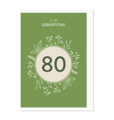 Geburtstagskarten 01-391 80. Geburtstag mehrfarbig