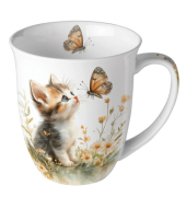 Kaffeebecher0.4l K&auml;tzchen und Schmetterl
