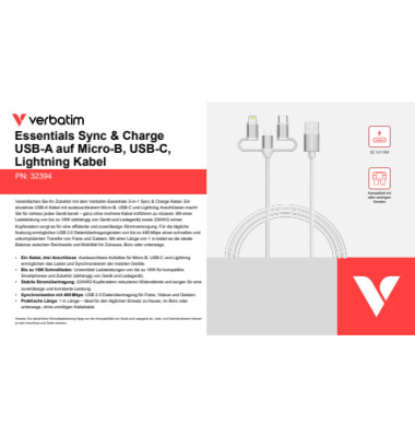 USB-Kabel 32394, wei&szlig;