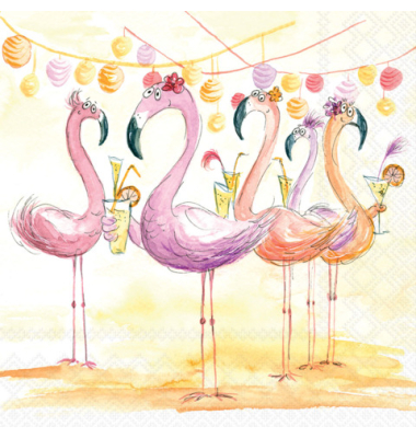 Motivserviette 33x33cm Flamingo-Party
