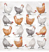 Motivserviette 25x25cm H&uuml;hner