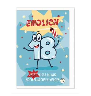 Humorkarte Geburtstag Zahl 18