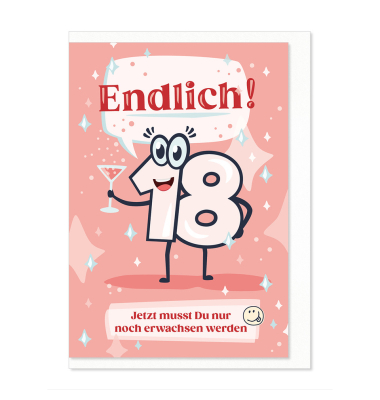 Humorkarte Geburtstag Zahl 18