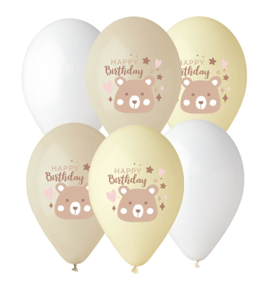 6 Ballons Happy Birthday Boho B&auml;r