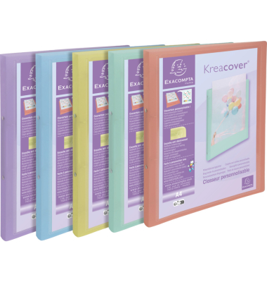 Ringbuch Kr&eacute;acover Pastell 54279E, A4 2 Ringe 15mm Ring-&Oslash; Polypropylen farbig sortiert