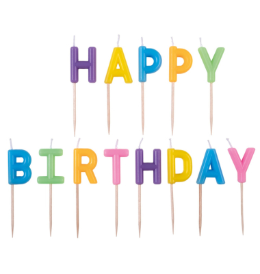 Kerzen 76383 Happy Birthday mehrfarbig 