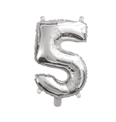 Folienballon 5 silber 43cm