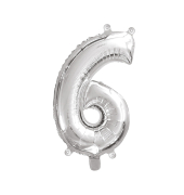 Folienballon 6 silber 43cm
