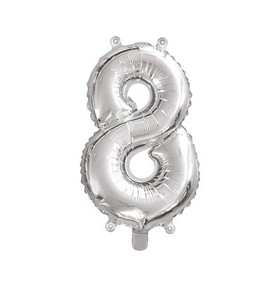 Folienballon 8 silber 43cm