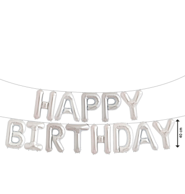 Folien Ballon Happy Birthday silber 40cm