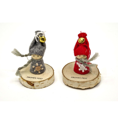 Weihnachtlicher Figur Wichtel a.Holzschreibe sort.