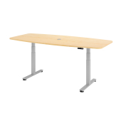 Sitz-Steh-Schreibtisch VXDSM, elektrisch h&ouml;henverstellbar, 127cm (H), 220x103cm (BxT), ahorn / silber