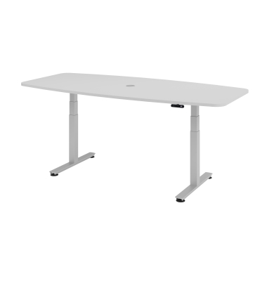 Sitz-Steh-Schreibtisch VXDSM, elektrisch h&ouml;henverstellbar, 127cm (H), 220x103cm (BxT), grau / silber