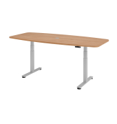 Sitz-Steh-Schreibtisch VXDSM, elektrisch h&ouml;henverstellbar, 127cm (H), 220x103cm (BxT), nussbaum / silber