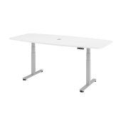 Sitz-Steh-Schreibtisch VXDSM, elektrisch h&ouml;henverstellbar, 127cm (H), 220x103cm (BxT), wei&szlig; / silber