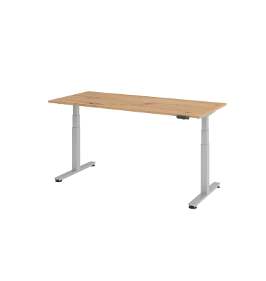 Sitz-Steh-Schreibtisch VXDSM, elektrisch h&ouml;henverstellbar, 127cm (H), 180x80cm (BxT), asteiche / silber