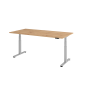 Sitz-Steh-Schreibtisch VXDSM, elektrisch h&ouml;henverstellbar, 127cm (H), 200x100cm (BxT), asteiche / silber
