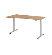 Sitz-Steh-Schreibtisch VXDSM, elektrisch h&ouml;henverstellbar, 127cm (H), 180x100cm (BxT), asteiche / silber