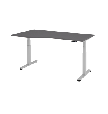 Sitz-Steh-Schreibtisch VXDSM, elektrisch h&ouml;henverstellbar, 127cm (H), 180x100cm (BxT), graphit / silber